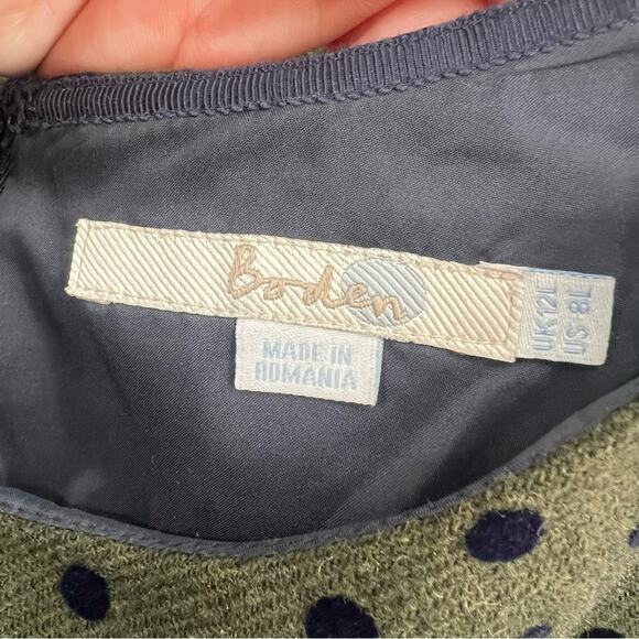 Boden Kathryn Wool Blend Polka Dot Dress green sz 8 long - Picture 5 of 9